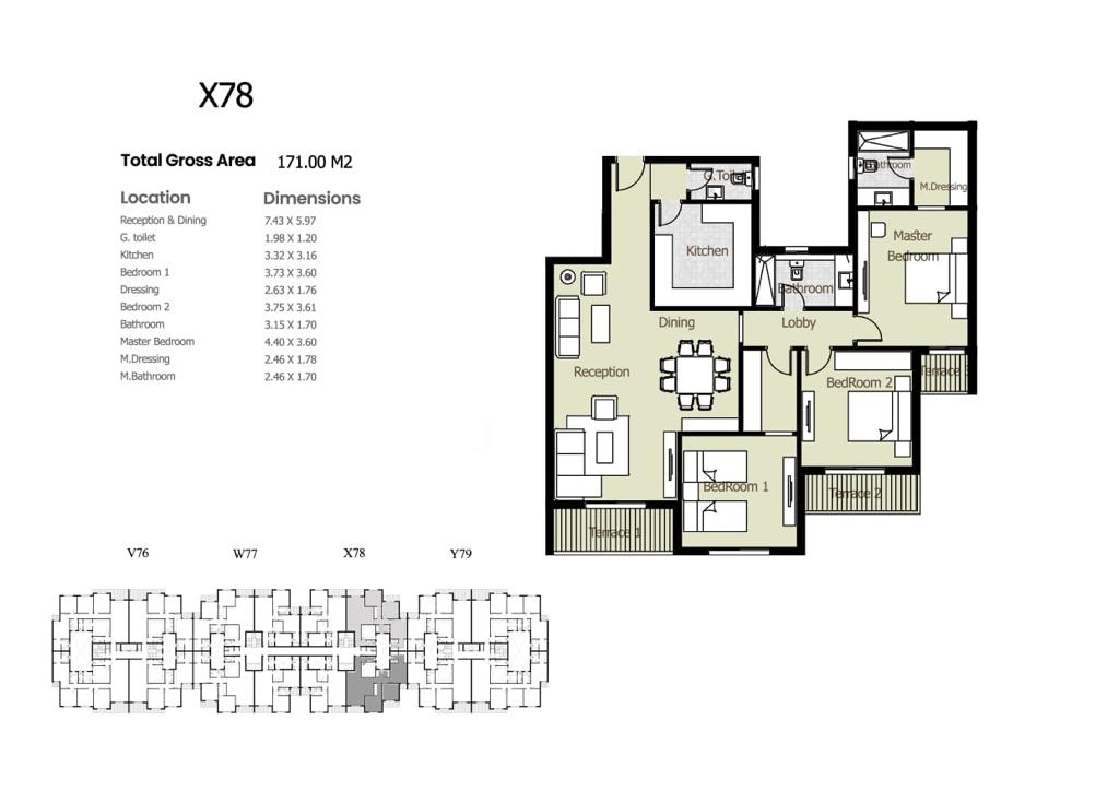 Floor plan for apartment at Azad Views