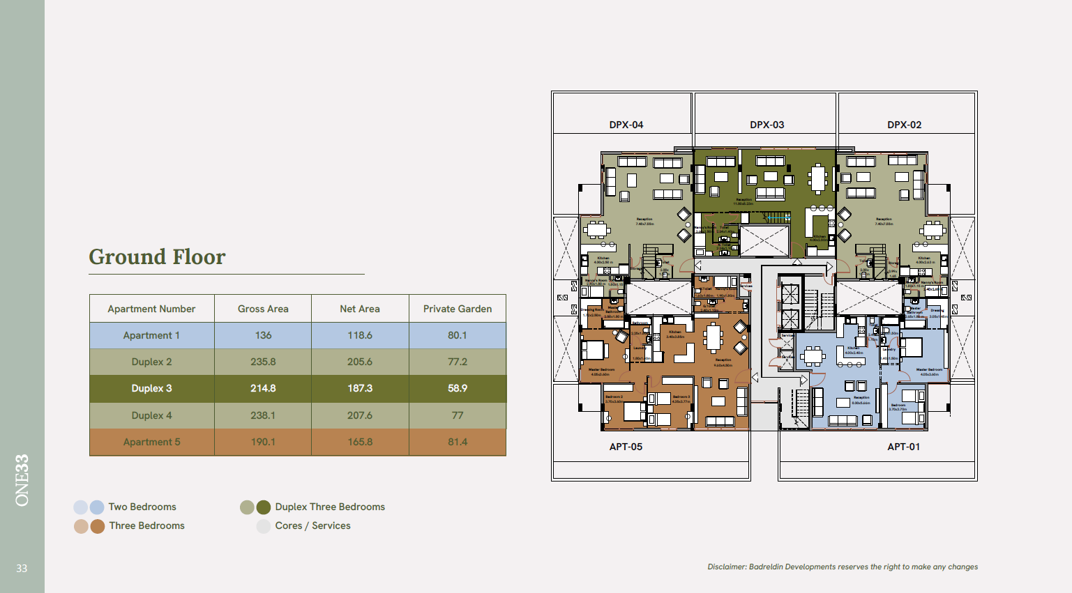 Floor plan for duplex at One33