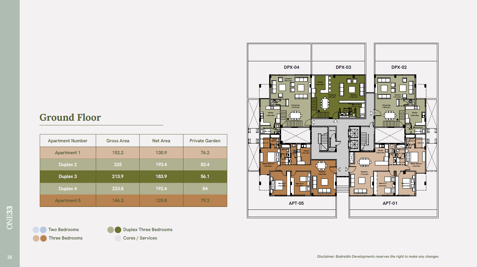 Floor plan for duplex at One33