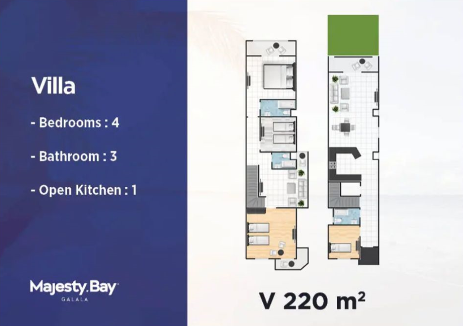 Floor plan for duplex at Majesty Bay El Galala Lasirena