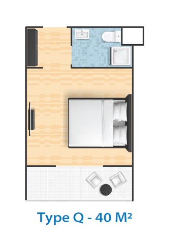 Floor plan for studio at Lasirena North Coast