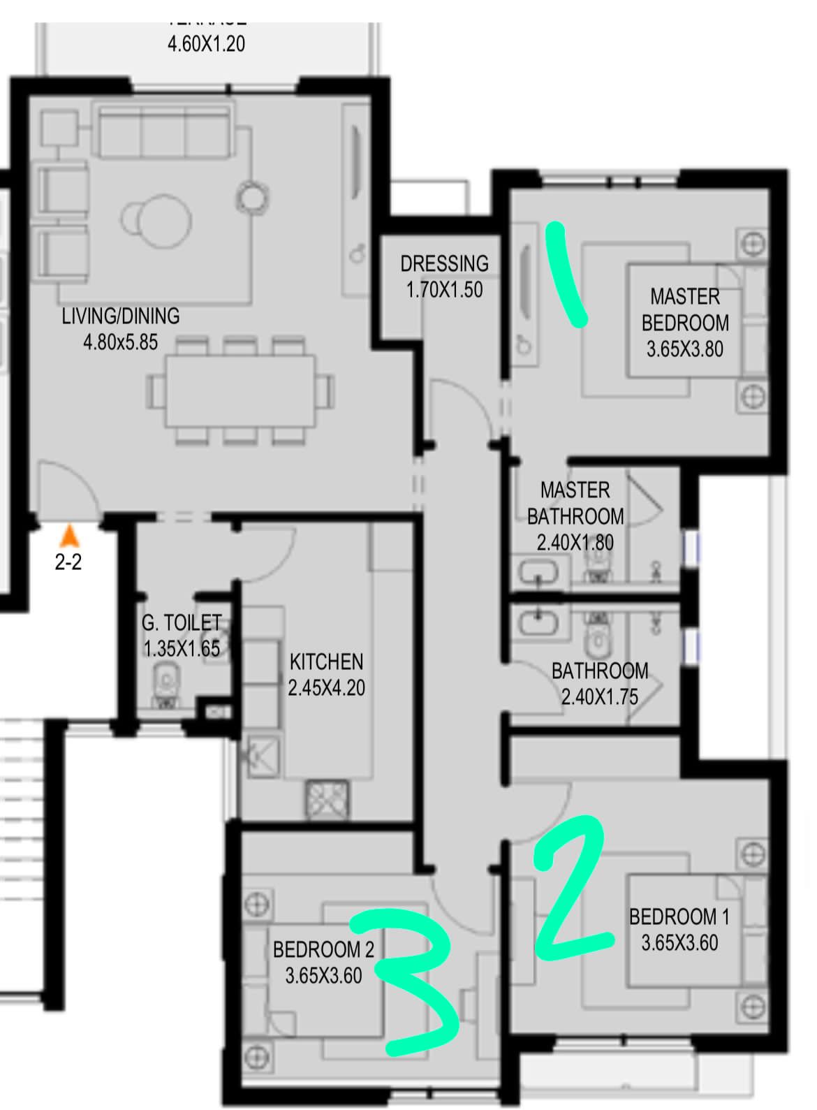 Floor plan for apartment at O West Orascom