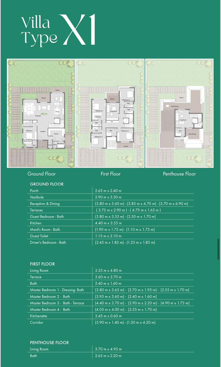 Floor plan for villa at Badya