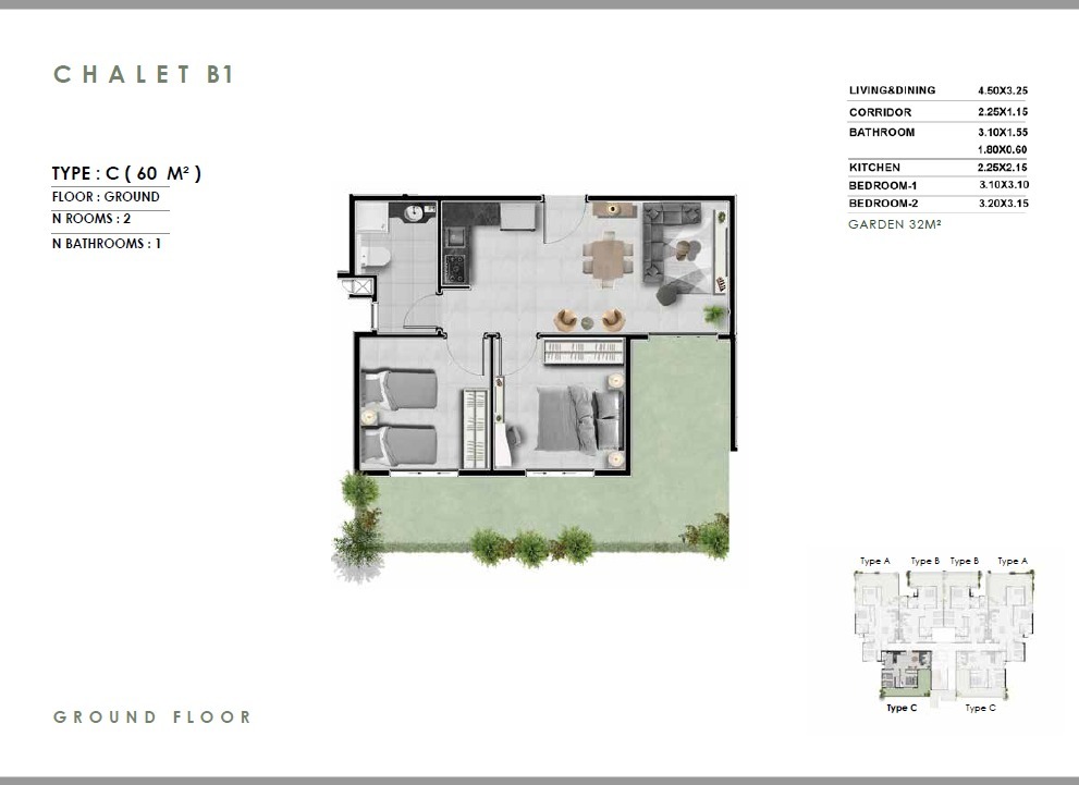 Floor plan for chalet at Zahra Morshedy Group