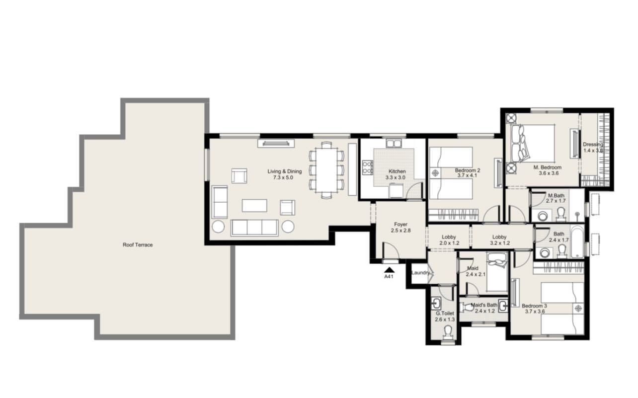 Floor plan for penthouse at DISTRICT 5
