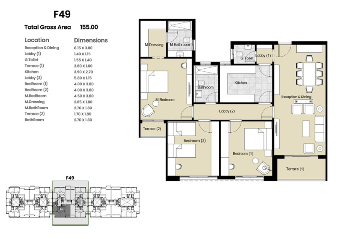 Floor plan for apartment at Azad Views
