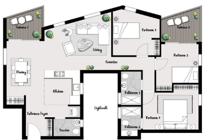 Floor plan for apartment at Kinda