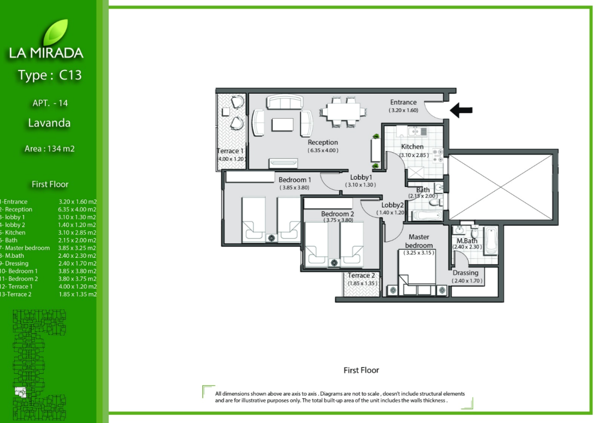 Floor plan for apartment at La Mirada
