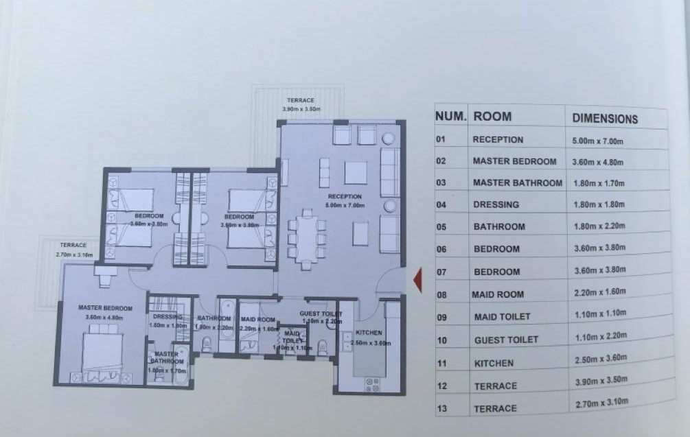 Floor plan for apartment at Il Bosco New Capital
