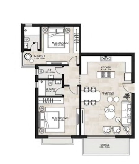 Floor plan for apartment at Garden Lakes