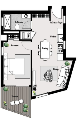 Floor plan for apartment at Kinda