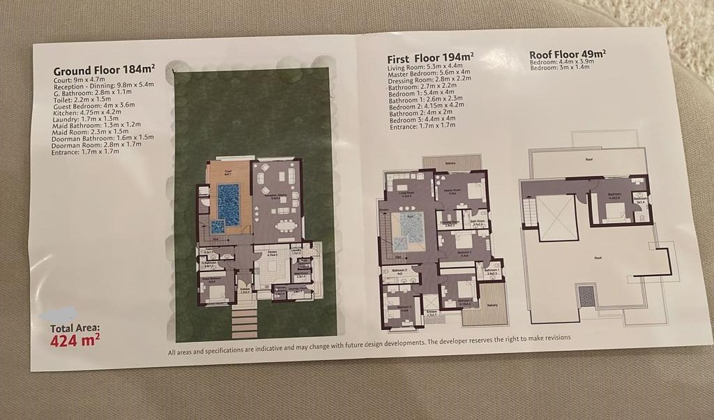 Floor plan for villa at JEDAR