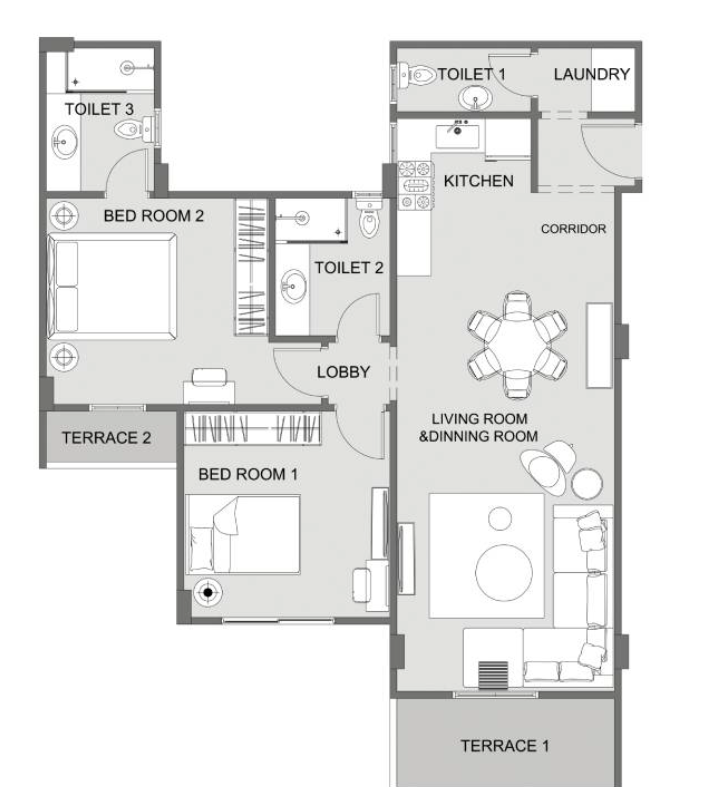Floor plan for apartment at Yellow Residence