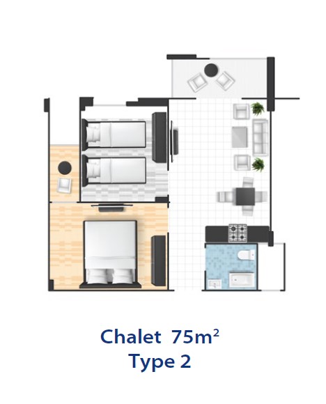 Floor plan for chalet at Lasirena Bay