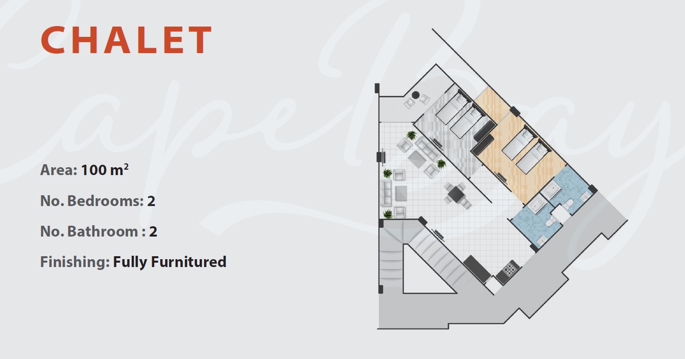 Floor plan for chalet at Cape Bay Blumar Lasirena