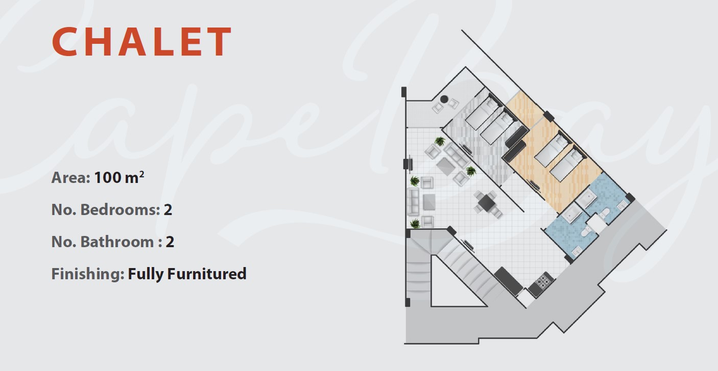 Floor plan for chalet at Cape Bay Blumar Lasirena