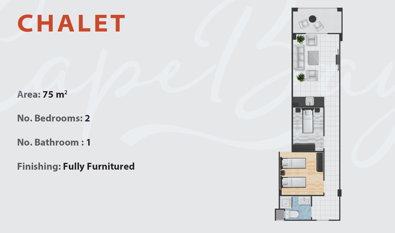 Floor plan for chalet at Cape Bay Blumar Lasirena