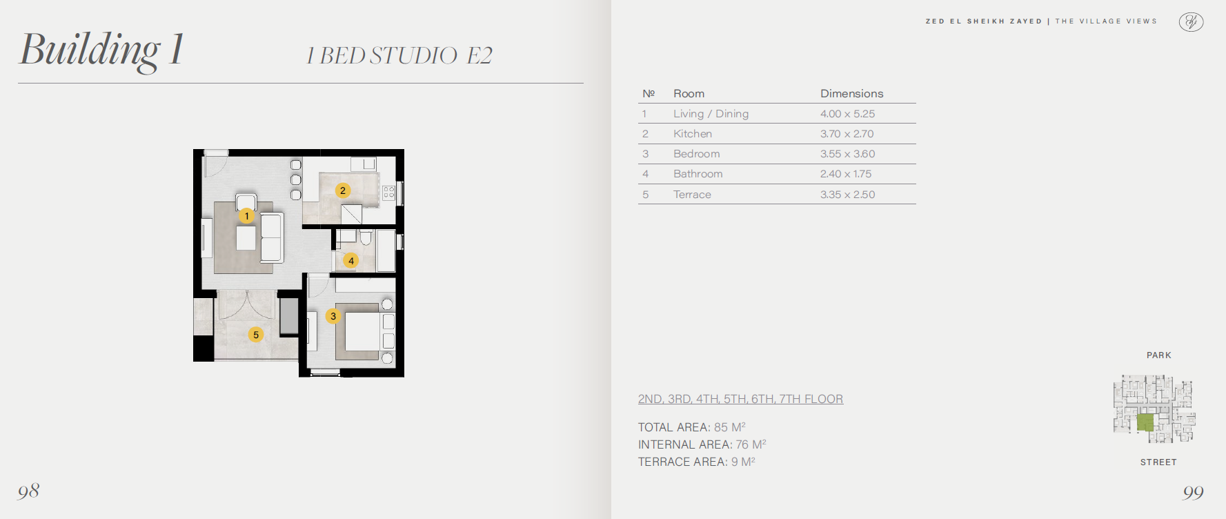 Floor plan for studio at ZED