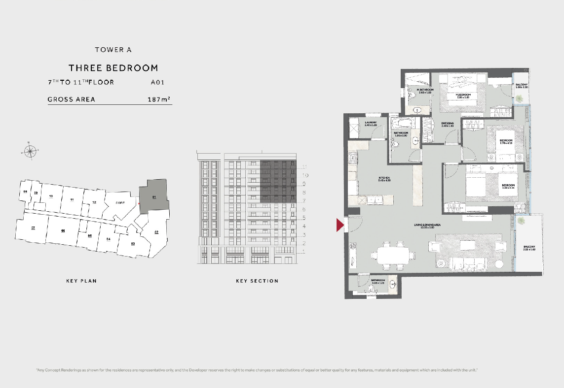 Floor plan for apartment at Marriott Residences Heliopolis