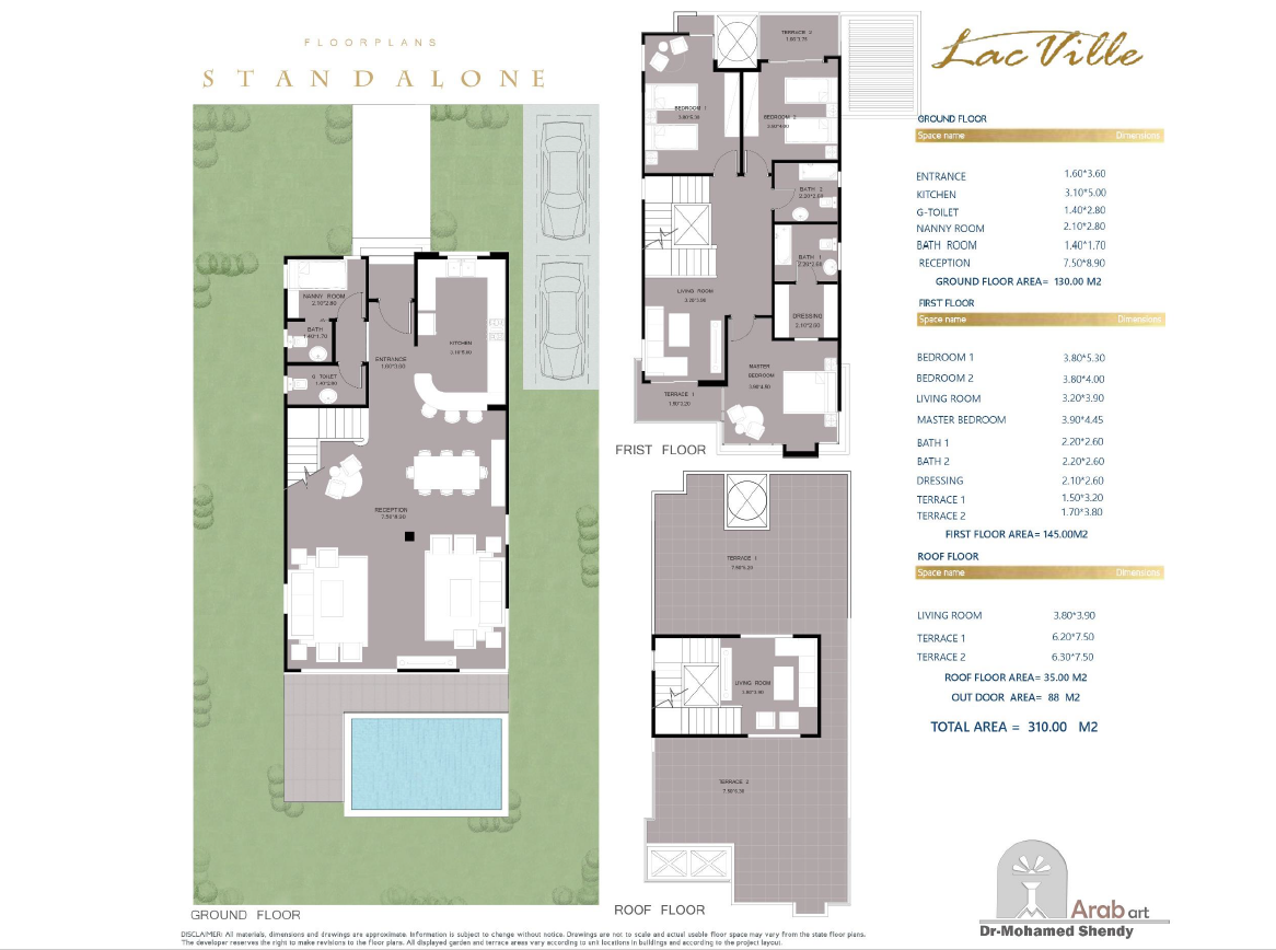 Floor plan for villa at Lac Ville