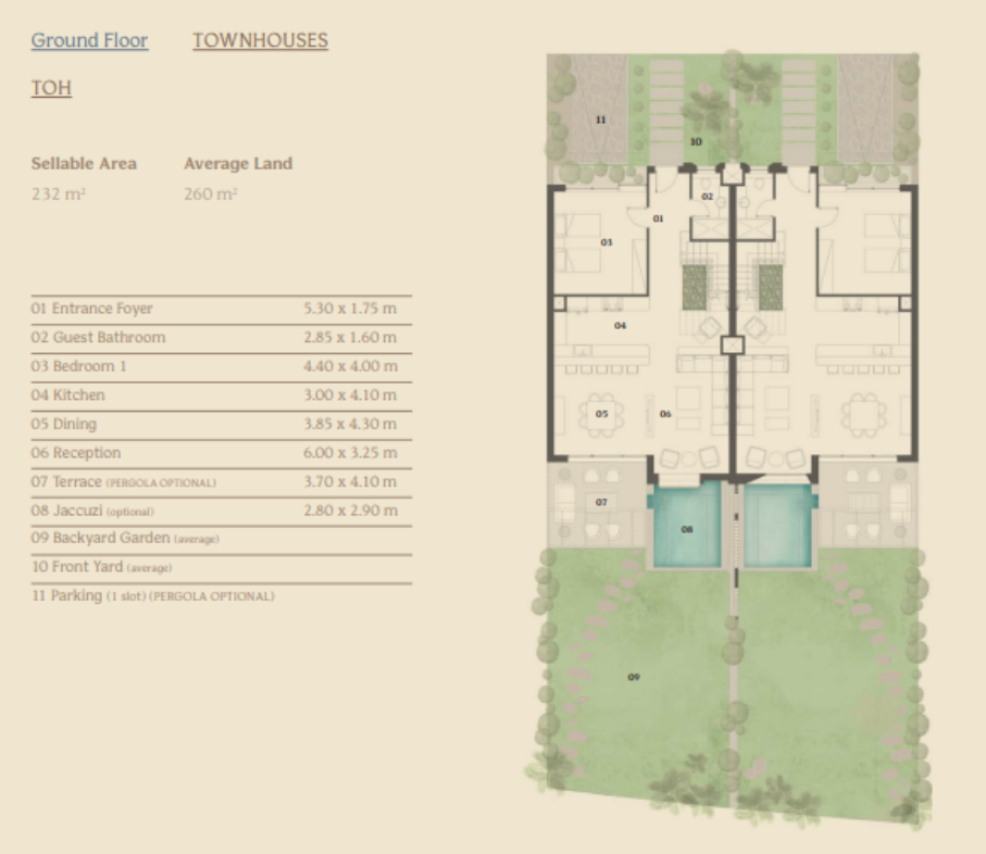 Floor plan for townhouse at El Masyaf