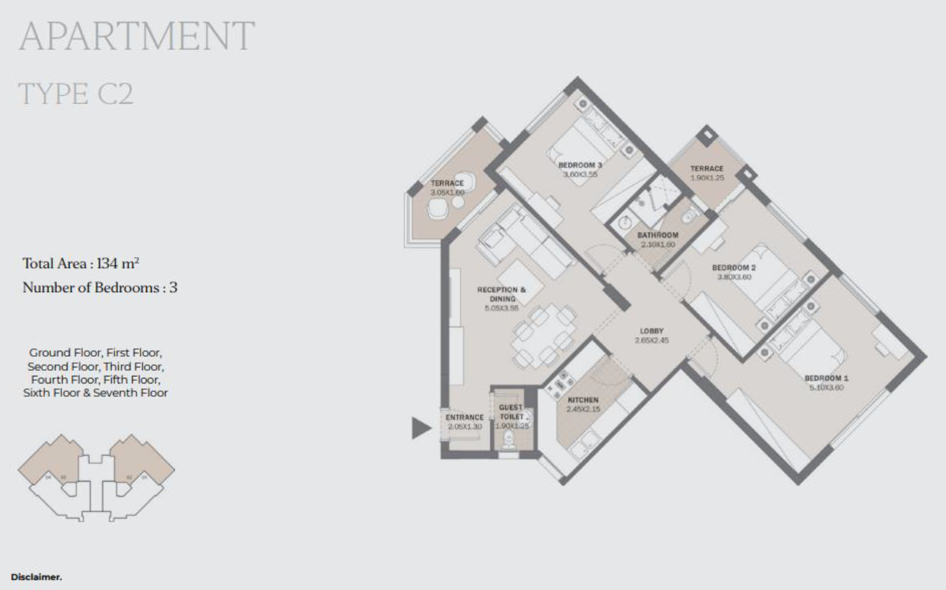 Floor plan for apartment at Al Maqsad Park