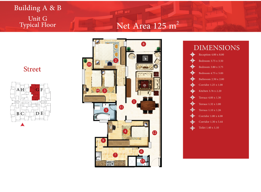 Floor plan for apartment at Capital Heights 2