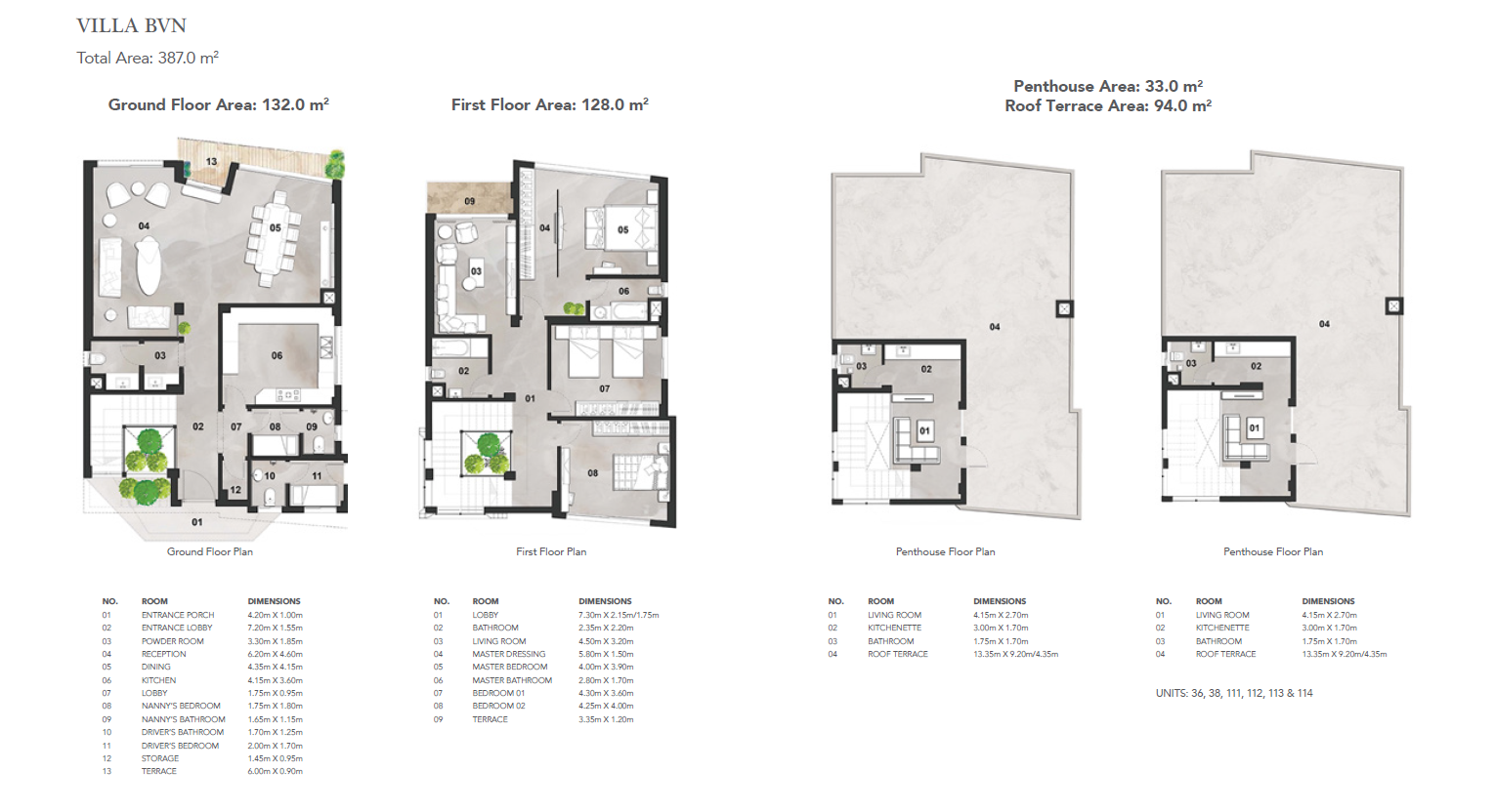 Floor plan for villa at Vinci