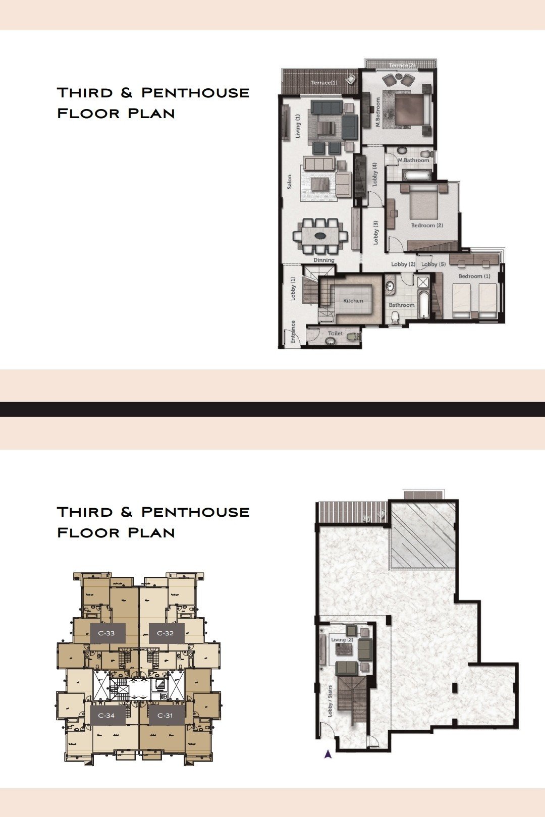 Floor plan for penthouse at Galleria Residence