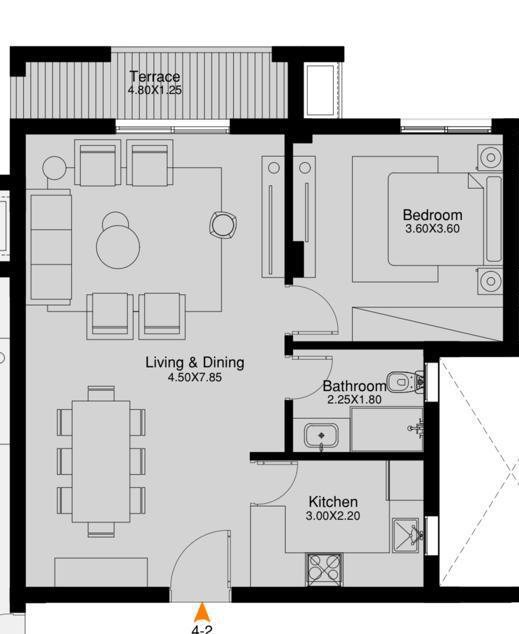Floor plan for studio at O West Orascom