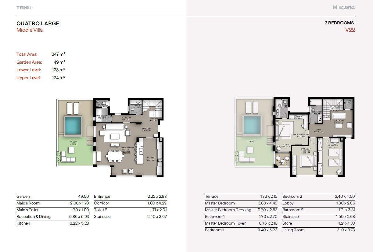 Floor plan for duplex at Trio