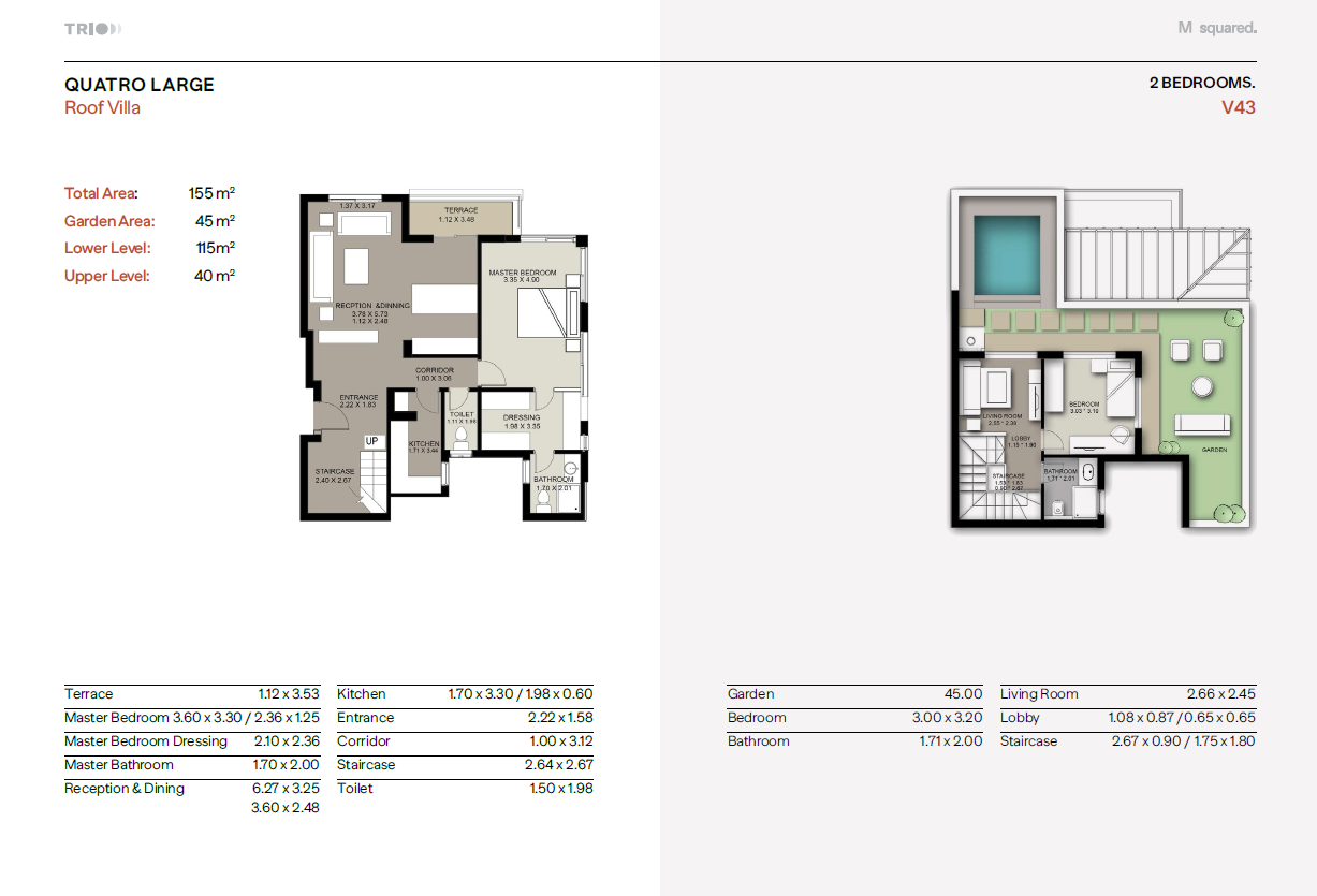Floor plan for duplex at Trio