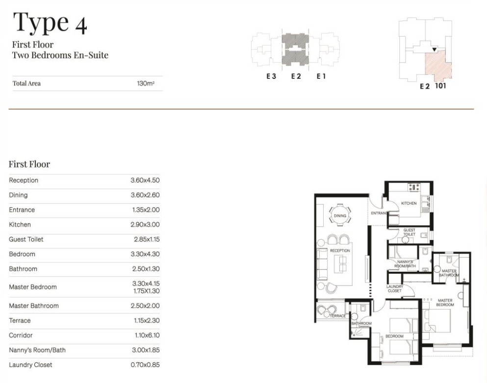 Floor plan for apartment at Trio