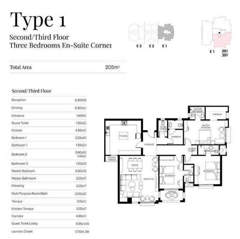 Floor plan for apartment at Trio
