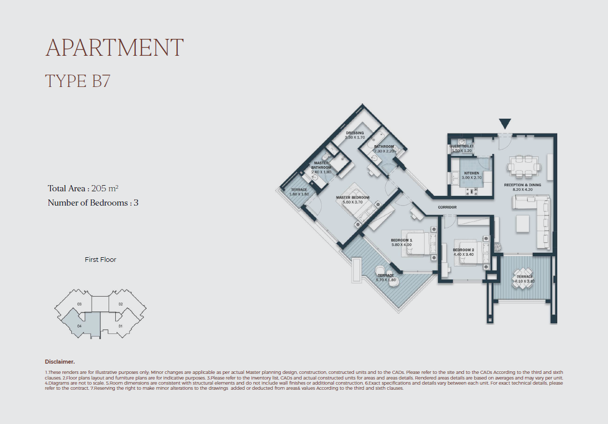 Floor plan for apartment at Al Maqsad Park