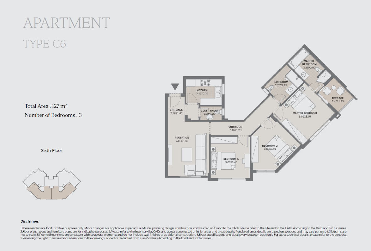 Floor plan for apartment at Al Maqsad Park