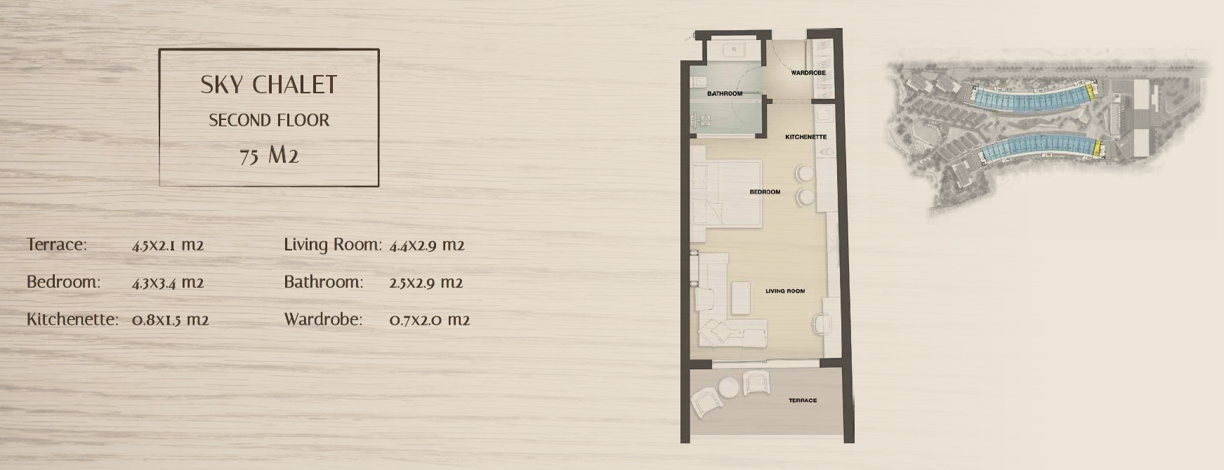 Floor plan for studio at Bayside