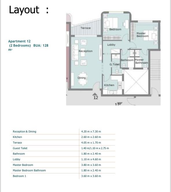 Floor plan for apartment at Palm Hills New Cairo