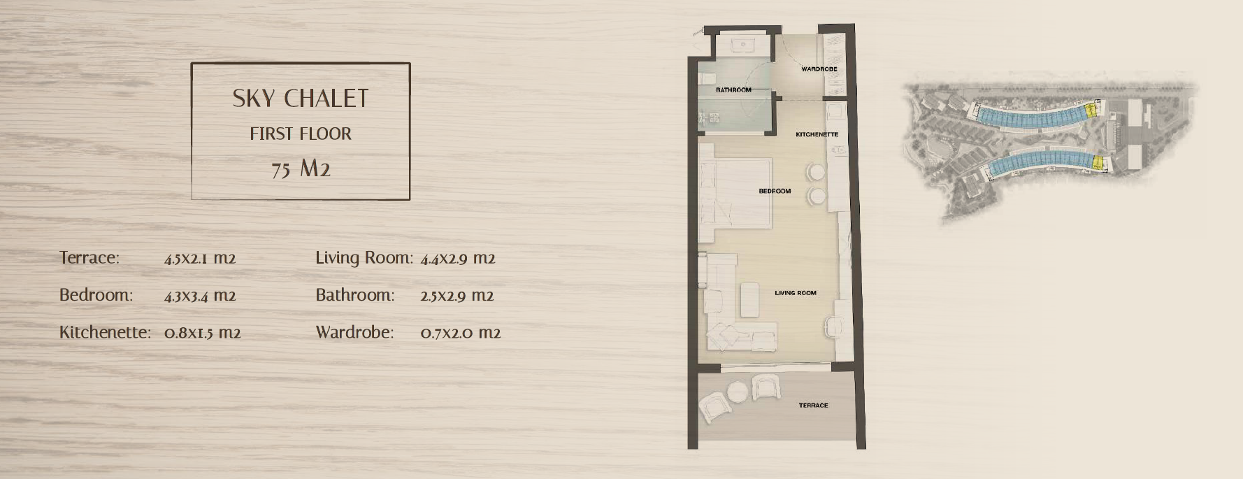 Floor plan for studio at Bayside