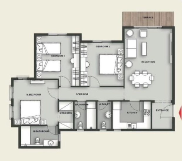 Floor plan for apartment at Aliva Mountain View Mostakbal City