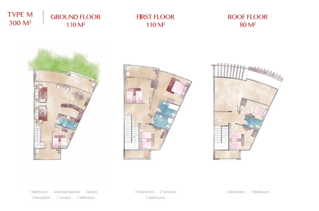 Floor plan for villa at Lasirena Palm Beach