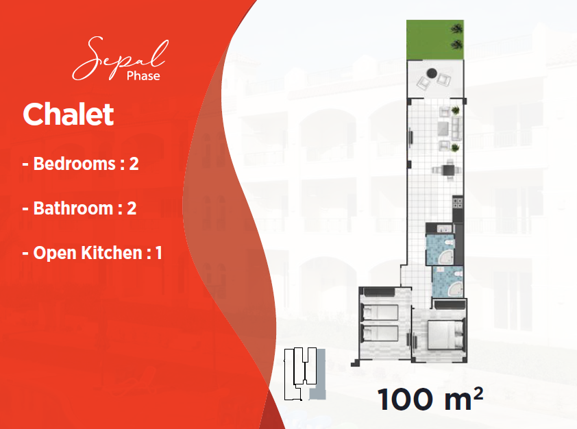 Floor plan for chalet at Lasirena Palm Beach