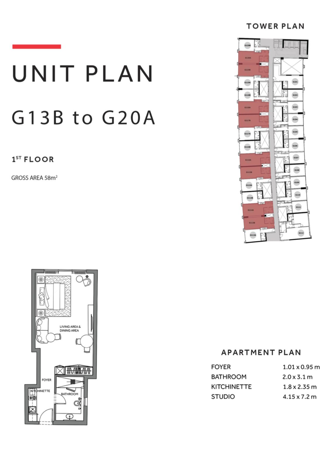Floor plan for studio at Marriott Residences Heliopolis
