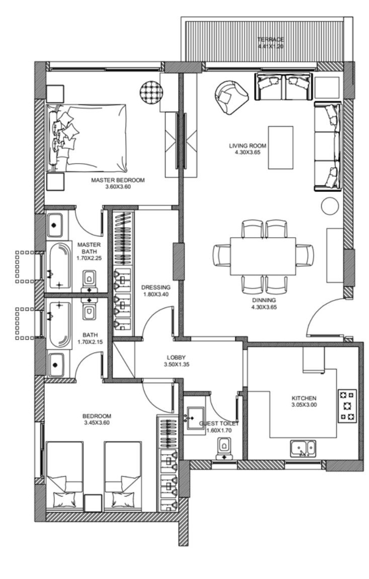 Floor plan for apartment at Creektown