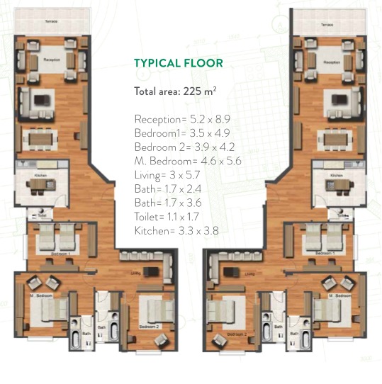 Floor plan for apartment at Promenade New Cairo