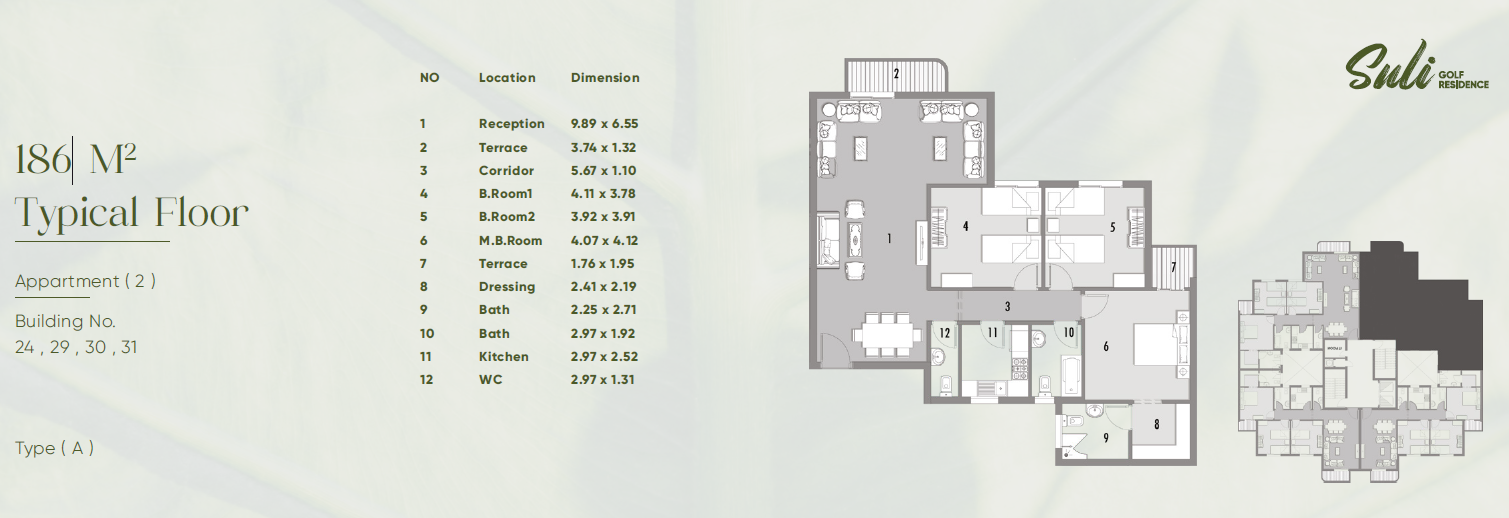 Floor plan for apartment at Suli Golf Residence