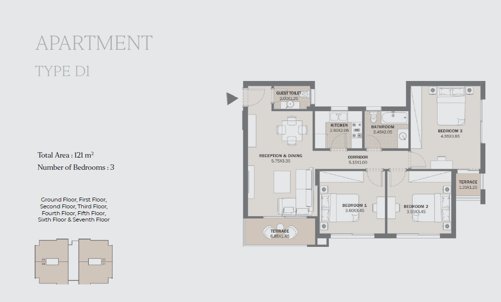 Floor plan for apartment at Al Maqsad Residences