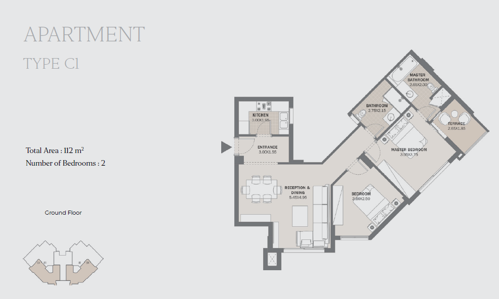 Floor plan for apartment at Al Maqsad