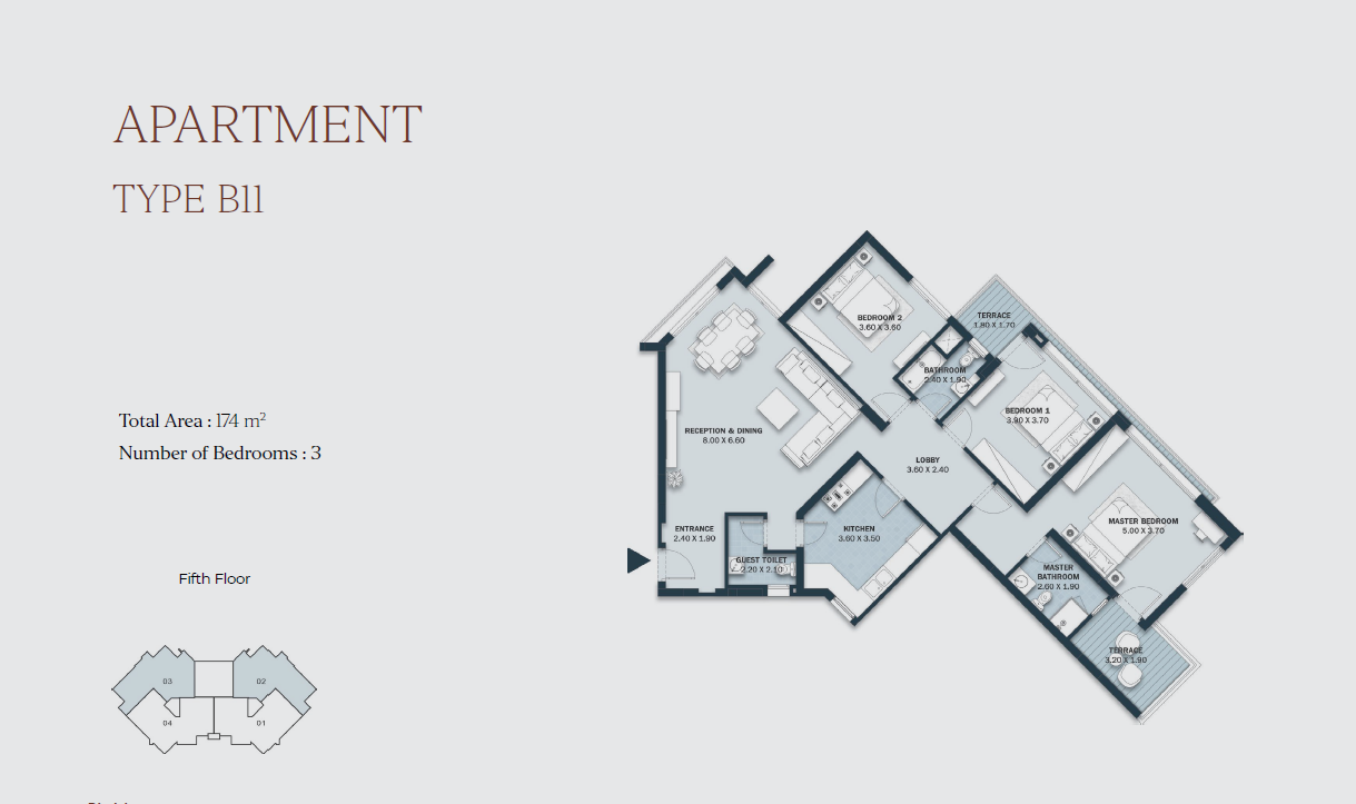 Floor plan for apartment at Al Maqsad