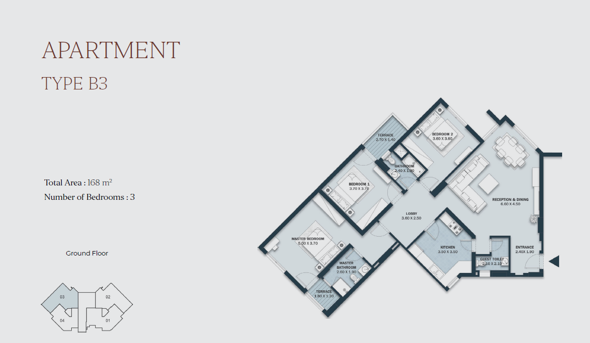 Floor plan for apartment at Al Maqsad